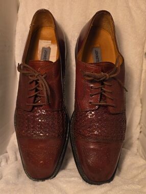 Johnston & Murphy Men's Brown Woven Leather Derby Oxfords